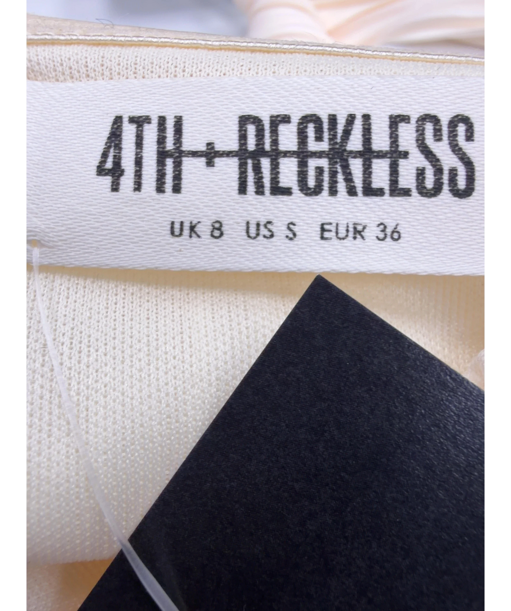 4th & Reckless Cream pleated midi skirt, size UK 8 — detail