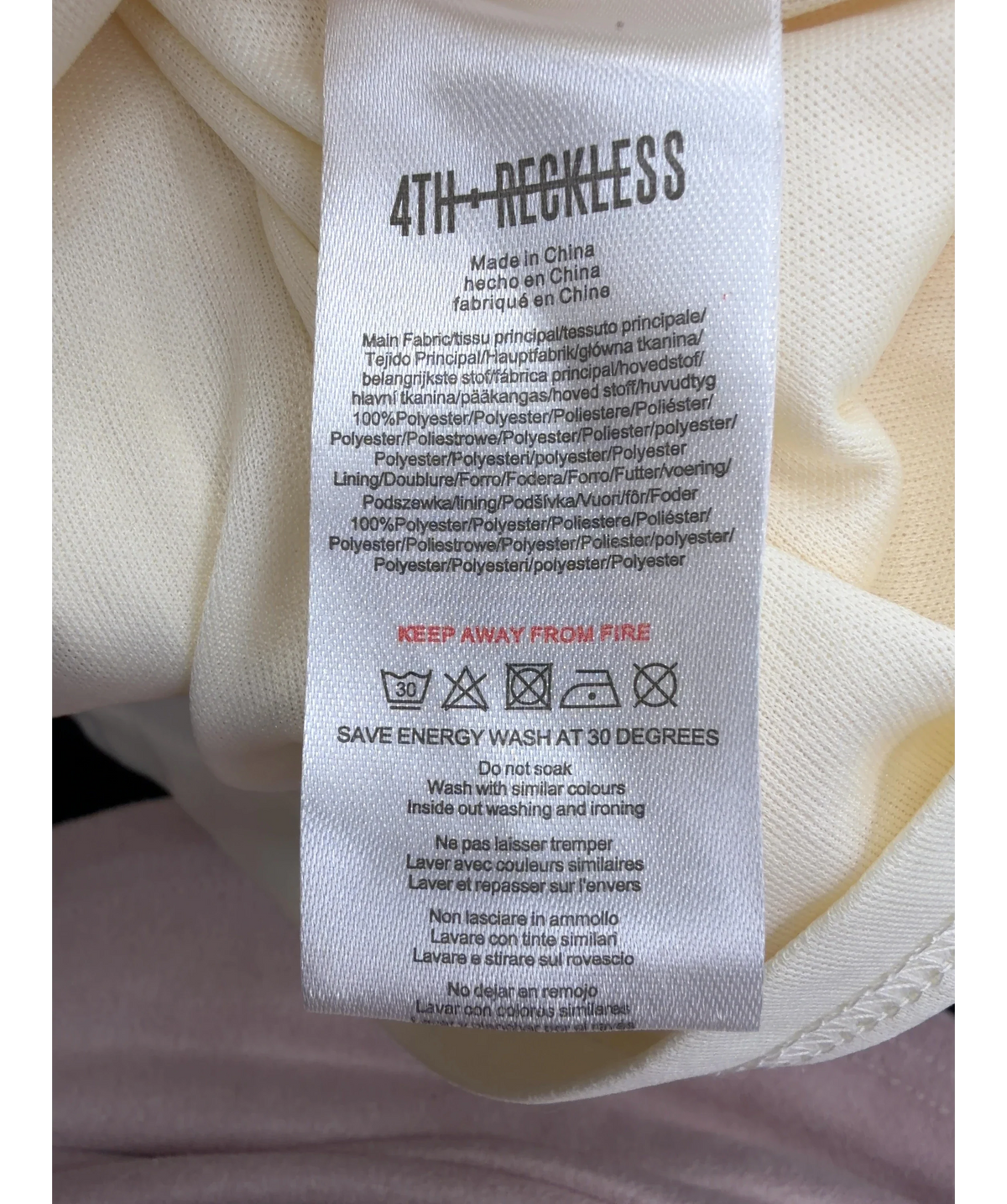 4th & Reckless Cream pleated midi skirt, size UK 8 — label