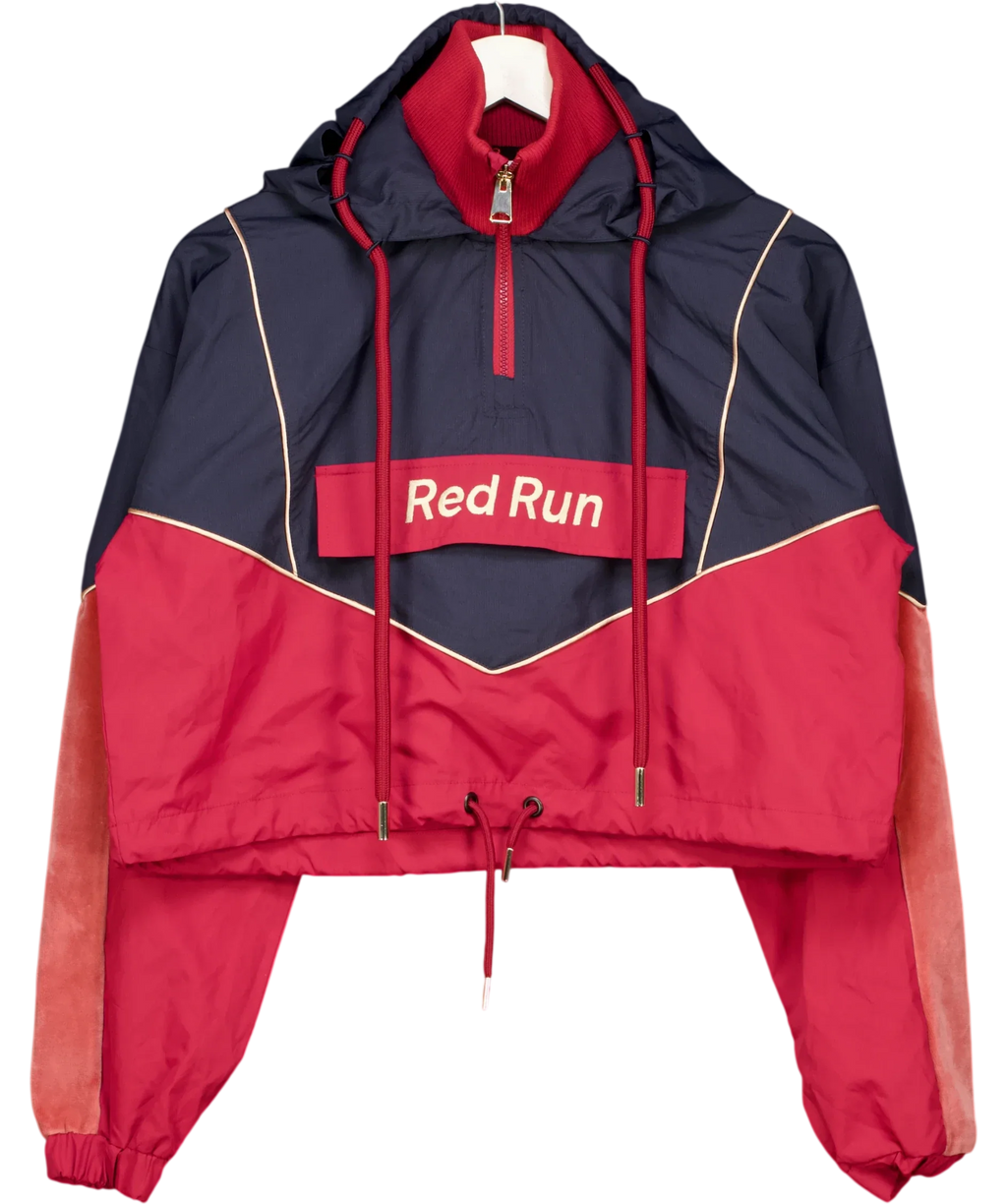 red run navy Cropped Hooded Windbreaker, size UK XS — front