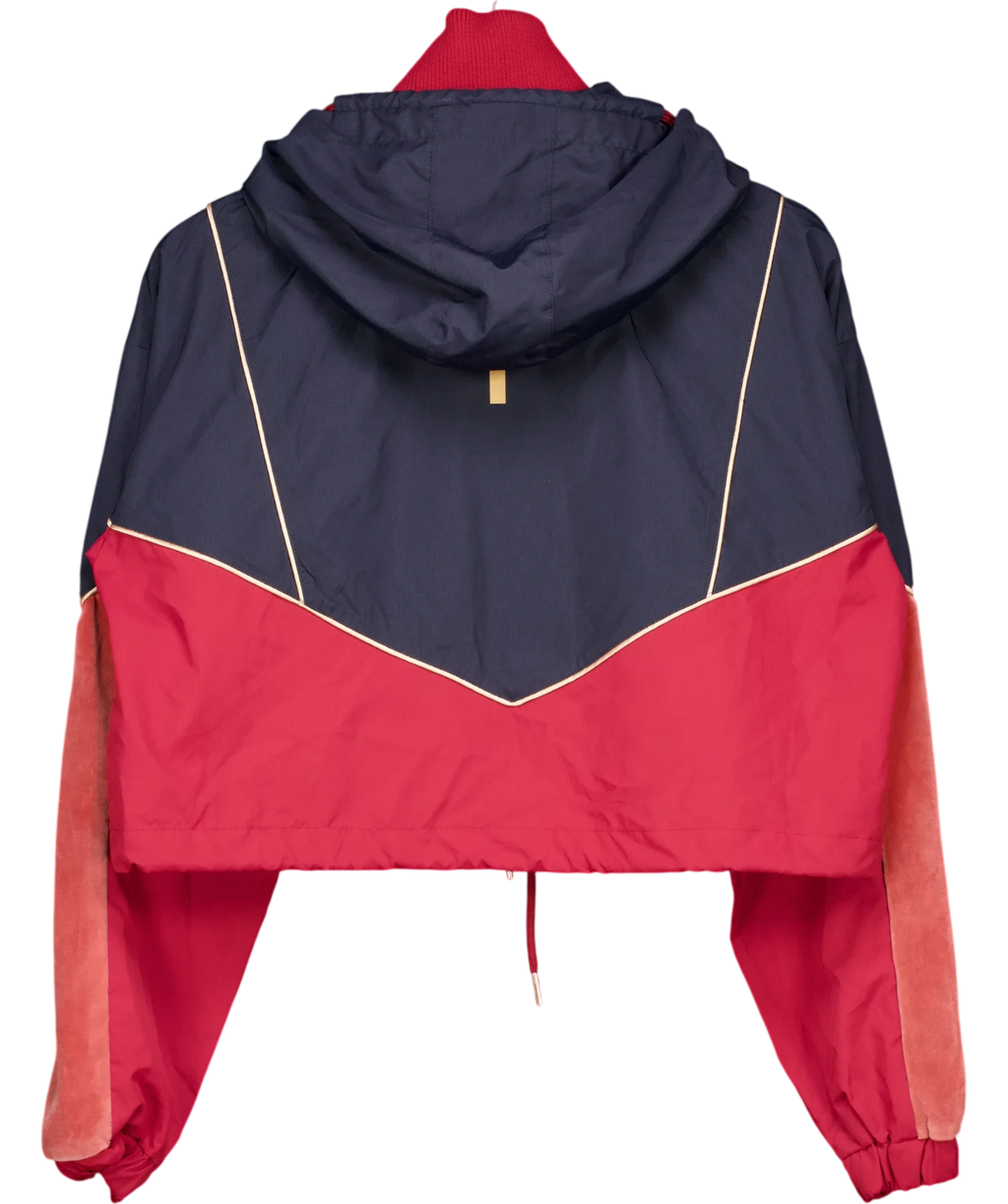 red run navy Cropped Hooded Windbreaker, size UK XS — back