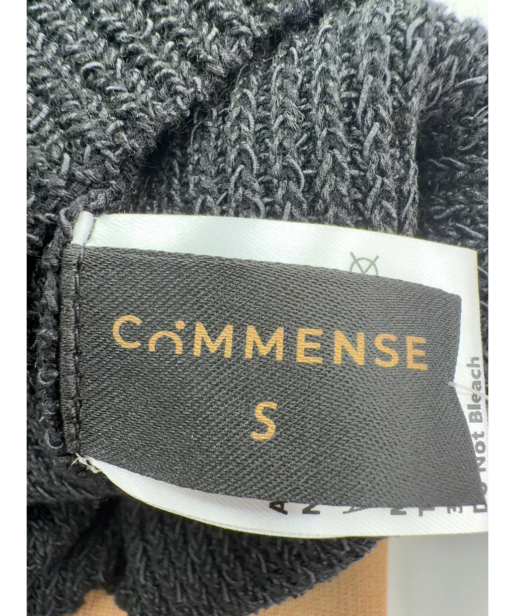 Commense Black ribbed knit cross-over back tank top, size UK S — detail