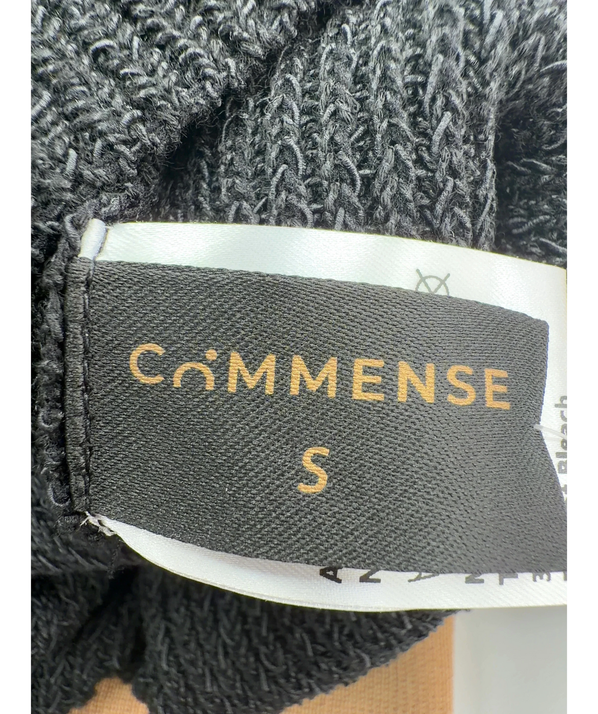 Commense Black ribbed knit cross-over back tank top, size UK S — care label