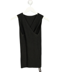 Commense Black ribbed knit cross-over back tank top, size UK S — front