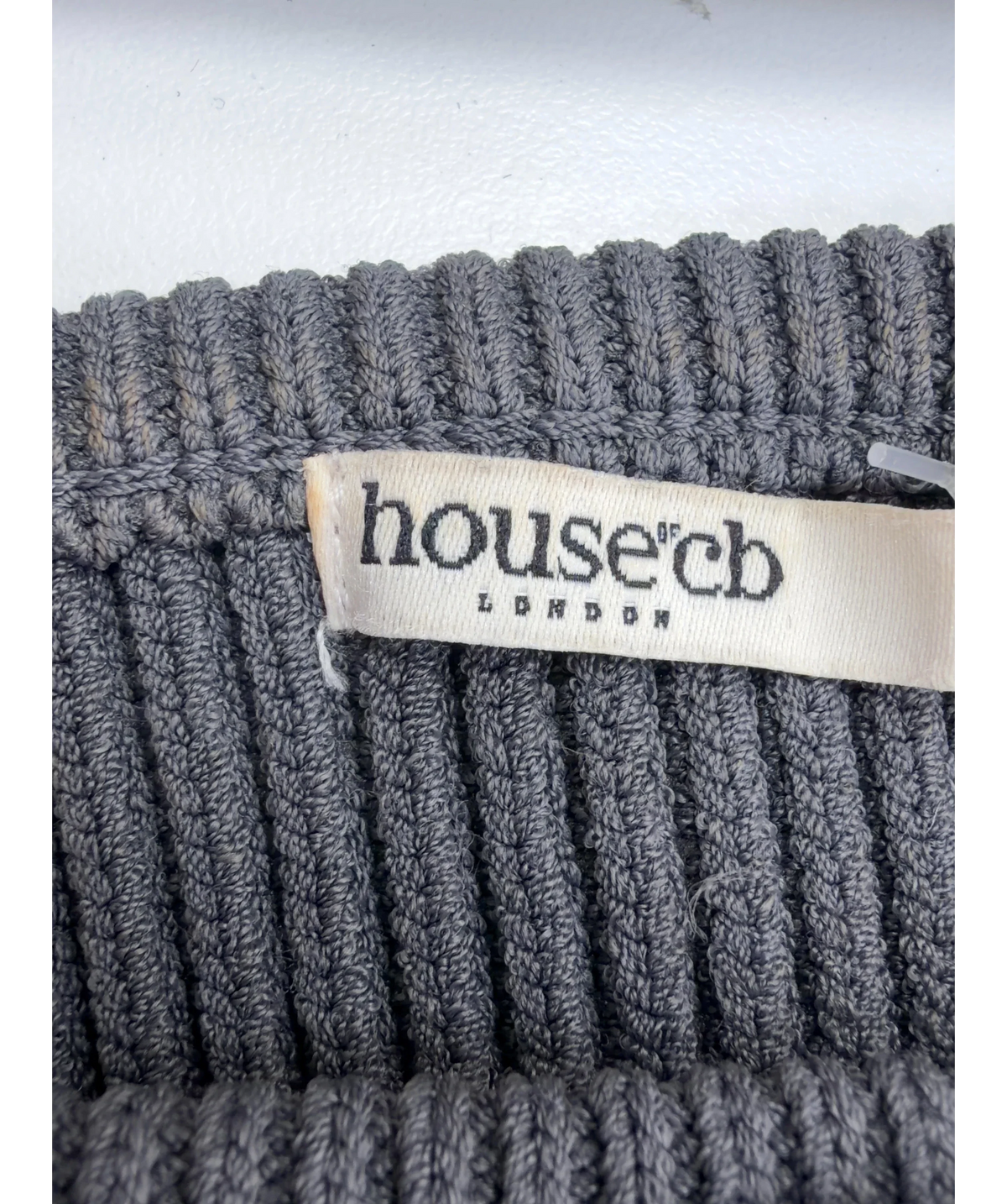 House of CB Grey Mischa Dark Grey Ribbed Knit Bralette, size UK S — detail