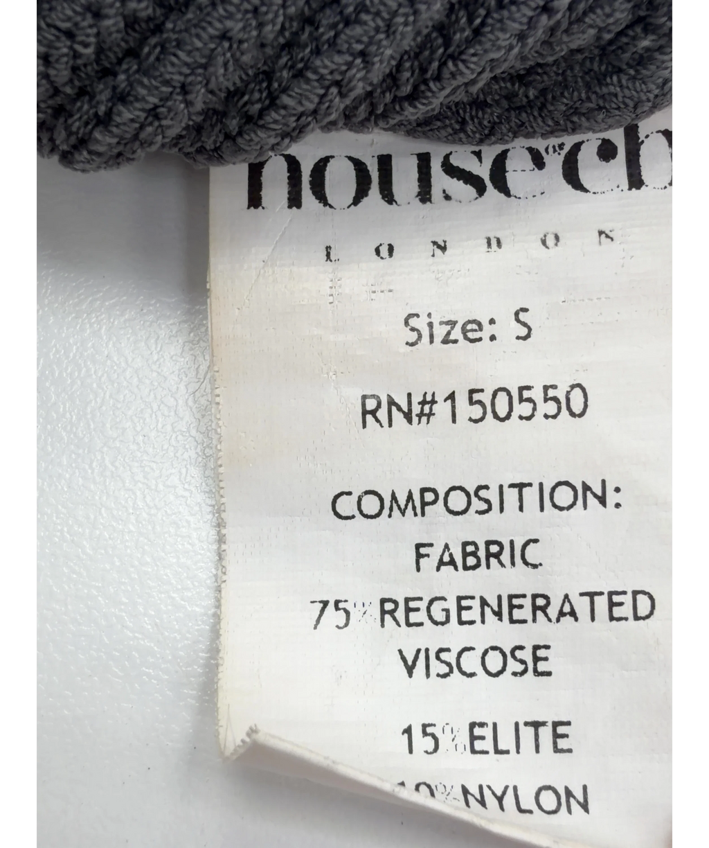 House of CB Grey Mischa Dark Grey Ribbed Knit Bralette, size UK S — label