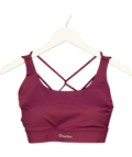 red run burgundy Active Strappy Workout Bra, size UK S — front