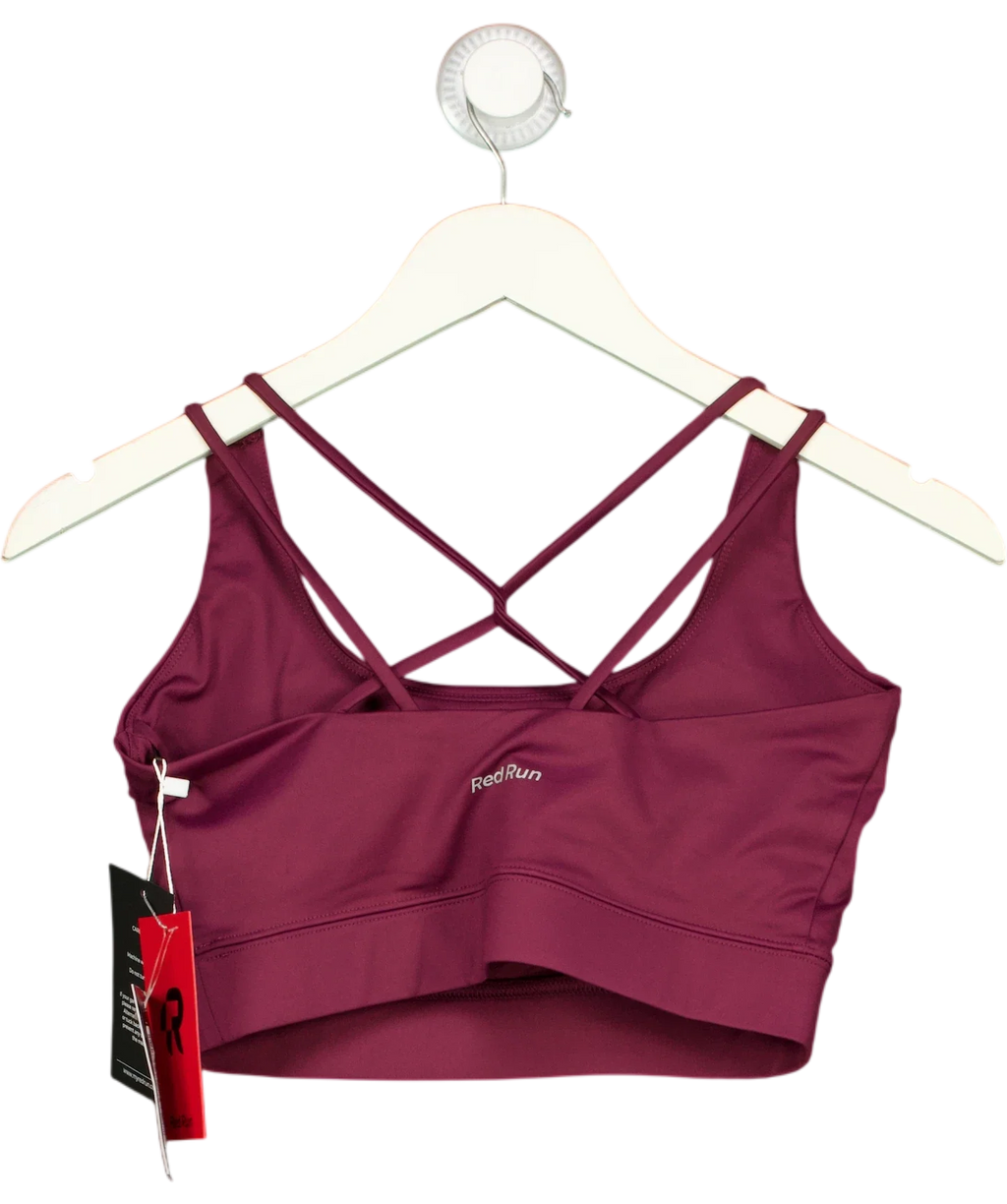 red run burgundy Active Strappy Workout Bra, size UK S — back