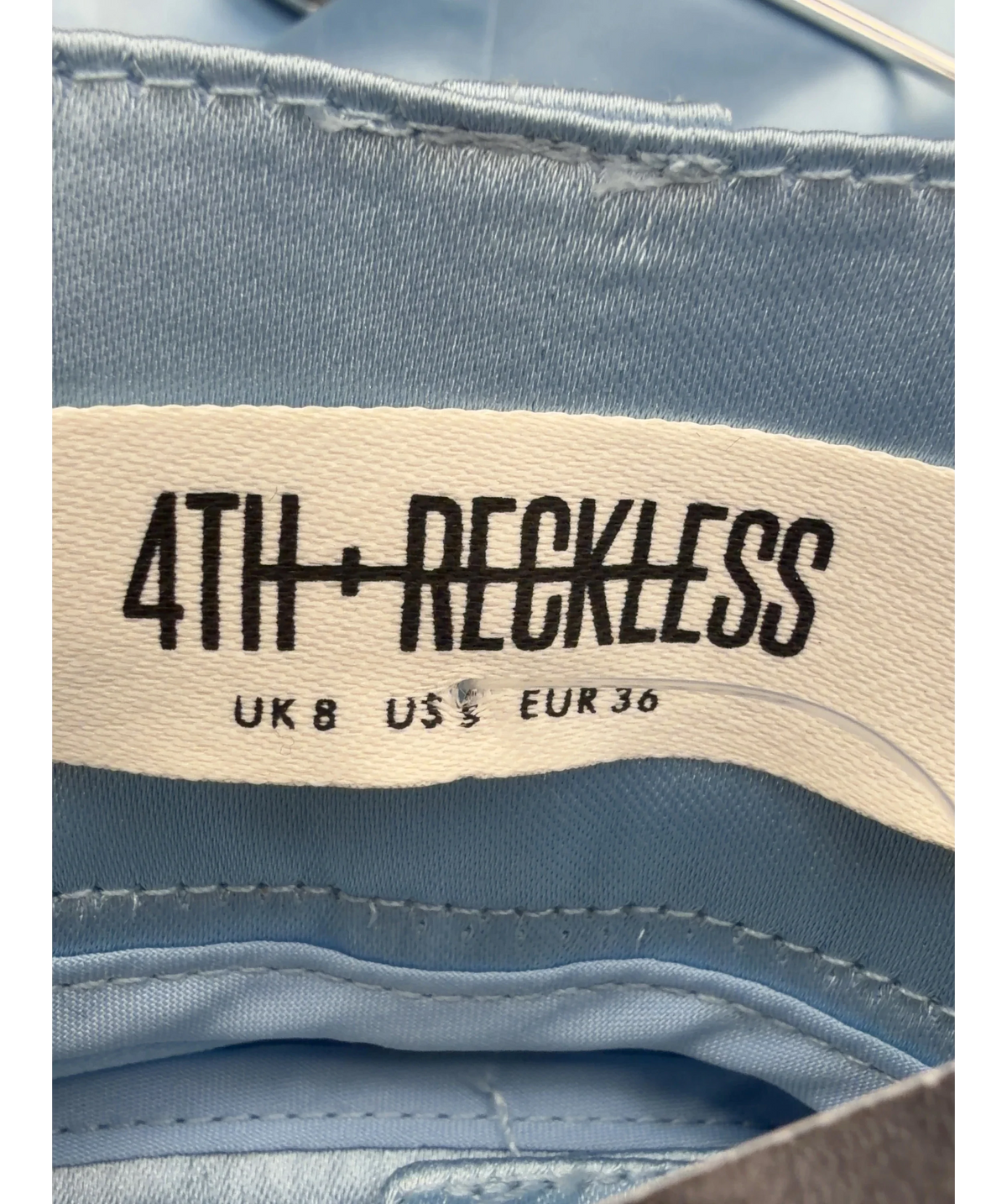 4th & Reckless Blue Agatha Blue Satin Co-ord, size UK 8 — detail