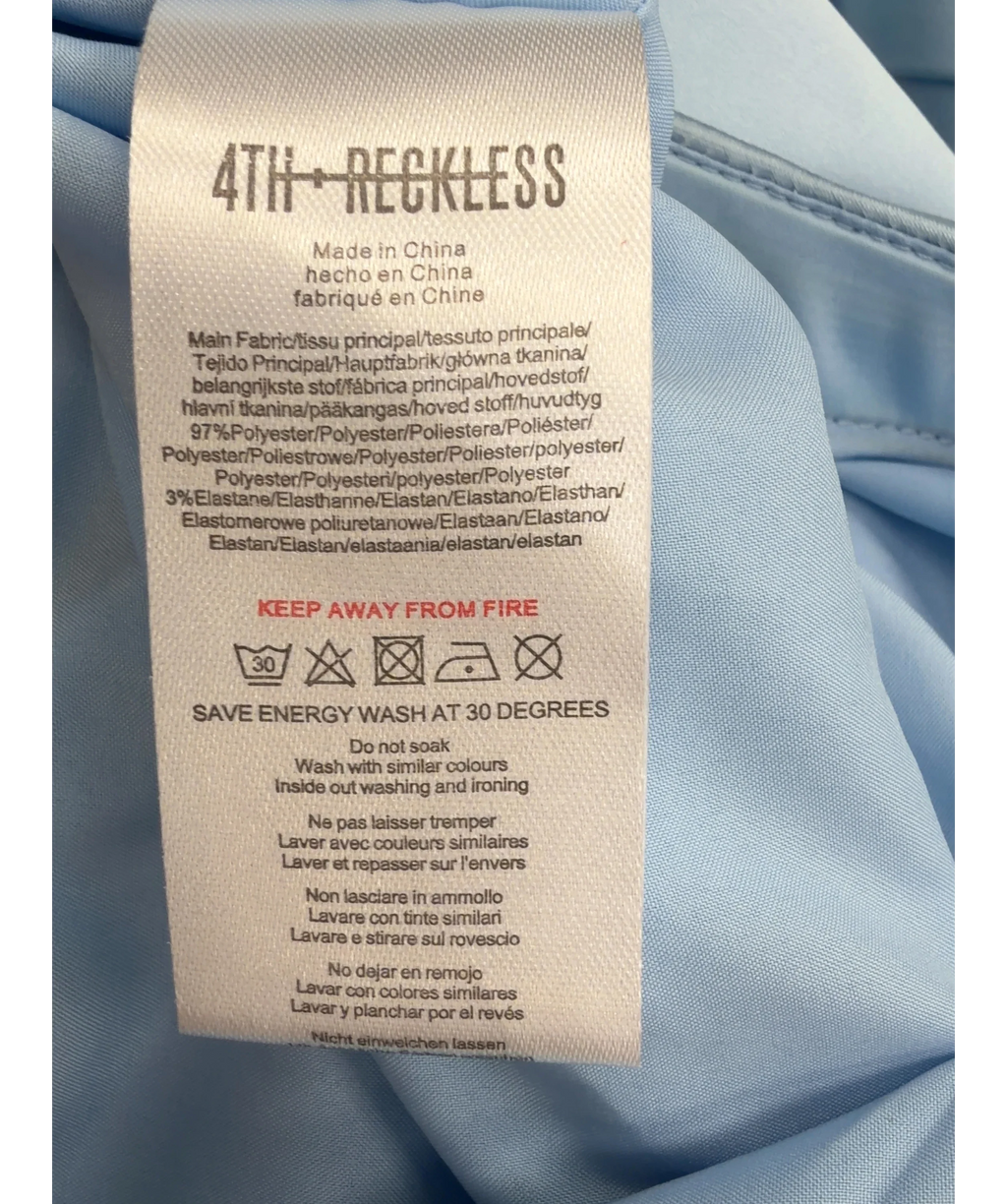 4th & Reckless Blue Agatha Blue Satin Co-ord, size UK 8 — label