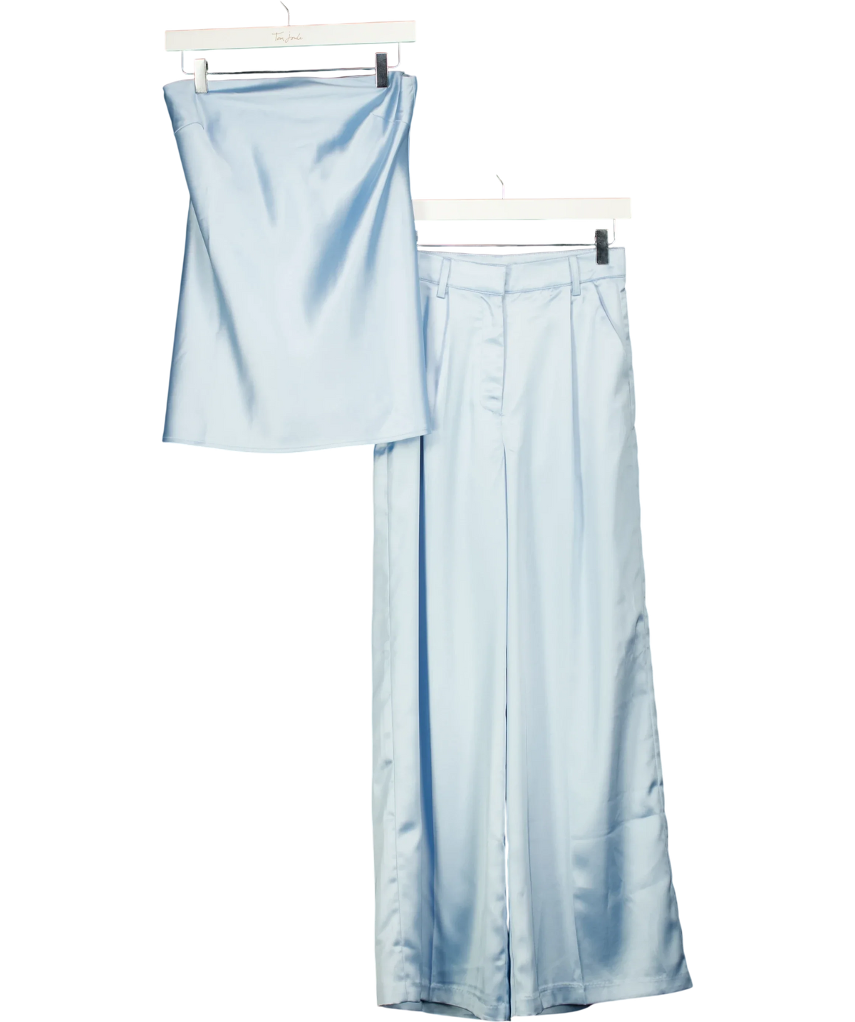 4th & Reckless Blue Agatha Blue Satin Co-ord, size UK 8 — front