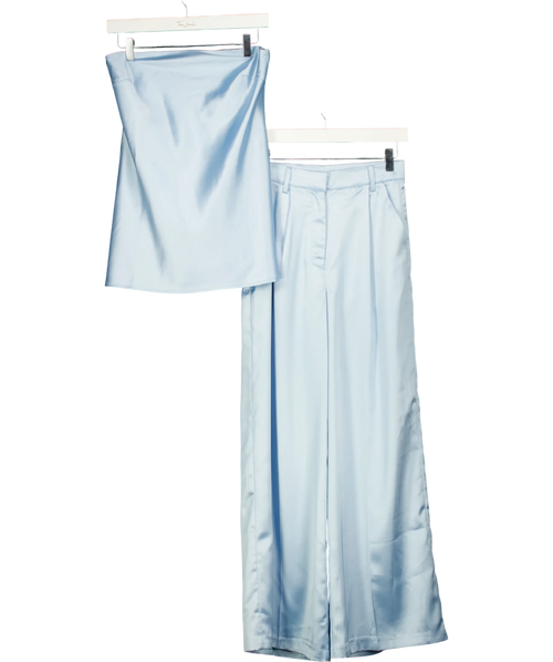 4th & Reckless Blue Agatha Blue Satin Co-ord, size UK 8 — front