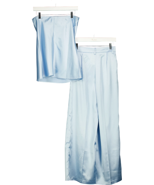 4th & Reckless Blue Agatha Blue Satin Co-ord, size UK 8 — back