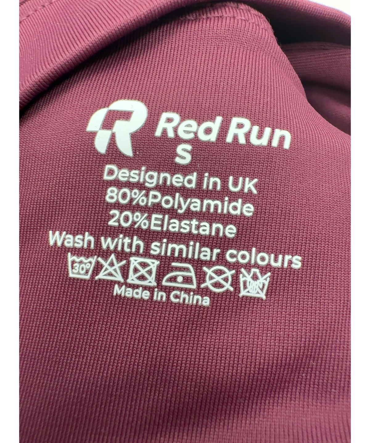 red run burgundy Active Flared Legging, size UK S — label