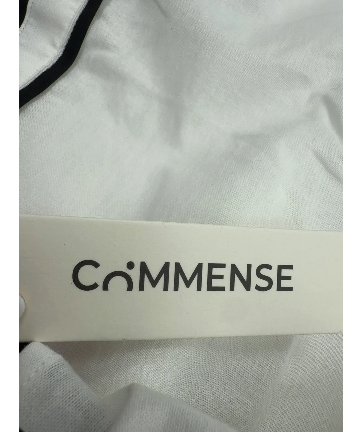 Commense White Cotton Linen Contrast Trim Top & Shorts Set, size UK XS — detail