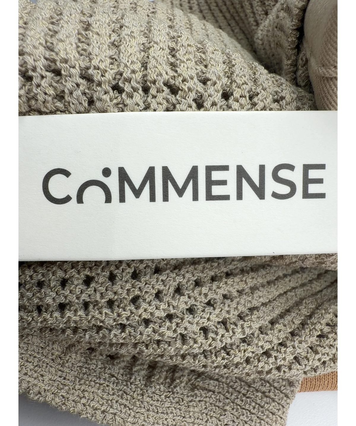 Commense Beige Open Knit Sleeveless Tank Top & Shorts Set, size UK S — detail