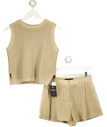 Commense Beige Open Knit Sleeveless Tank Top & Shorts Set, size UK S — front
