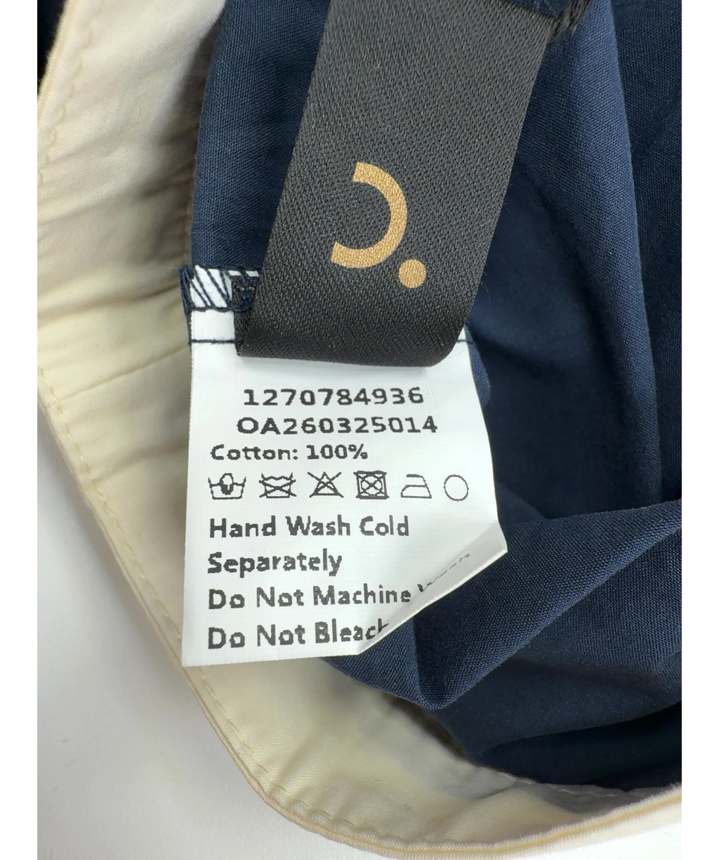 Commense navy Cotton Contrast Trim Two Piece Skirt Set, size UK XS — label