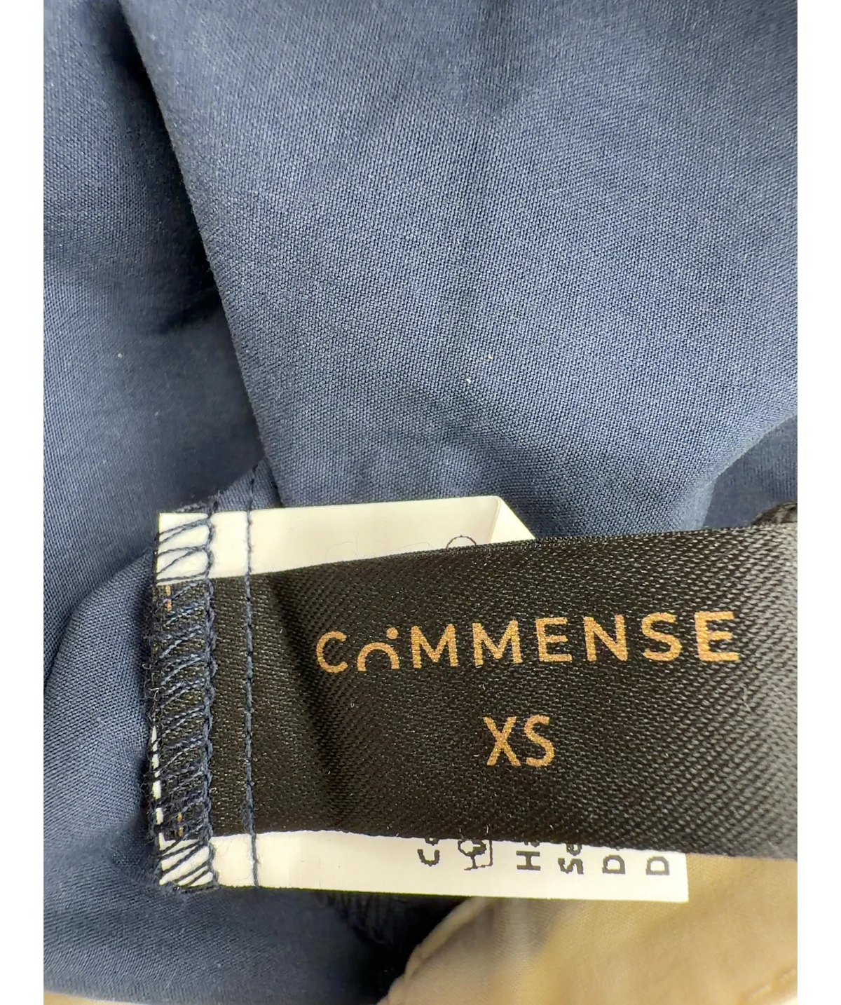 Commense navy Cotton Contrast Trim Two Piece Skirt Set, size UK XS — care label