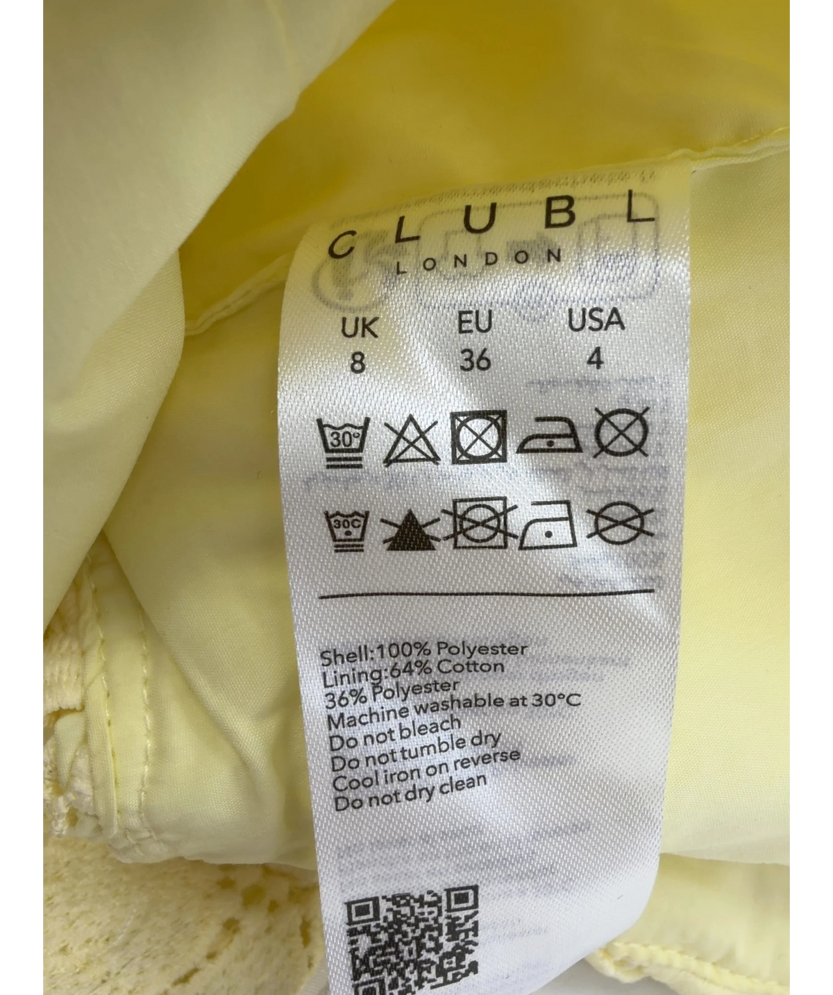 Club L Yellow Esmara Lemon Lace Maxi Skirt, size UK 8 — label