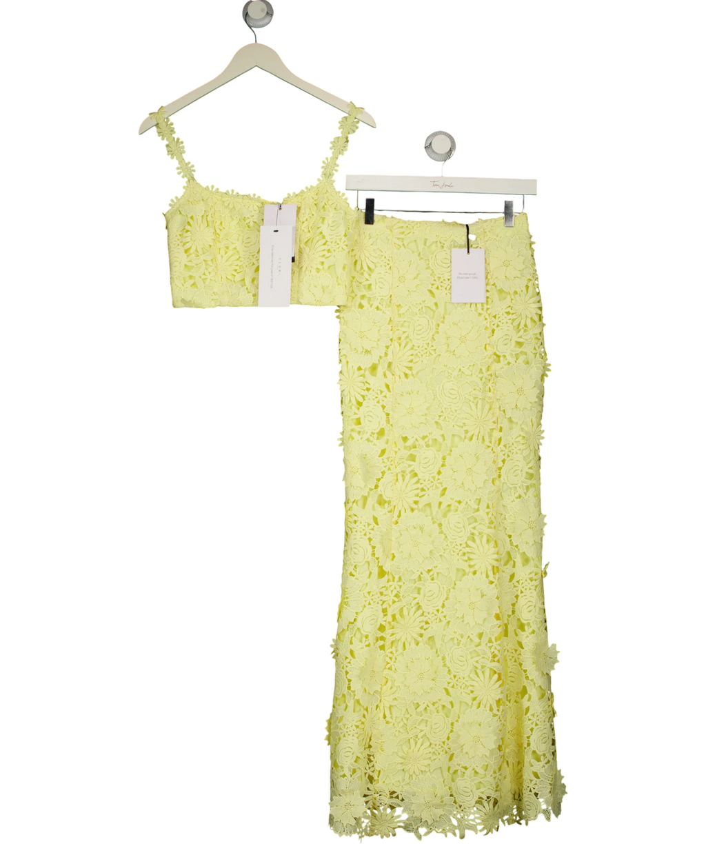 Club L Yellow Esmara Lemon Lace Maxi Skirt, size UK 8 — front