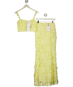 Club L Yellow Esmara Lemon Lace Maxi Skirt, size UK 8 — front