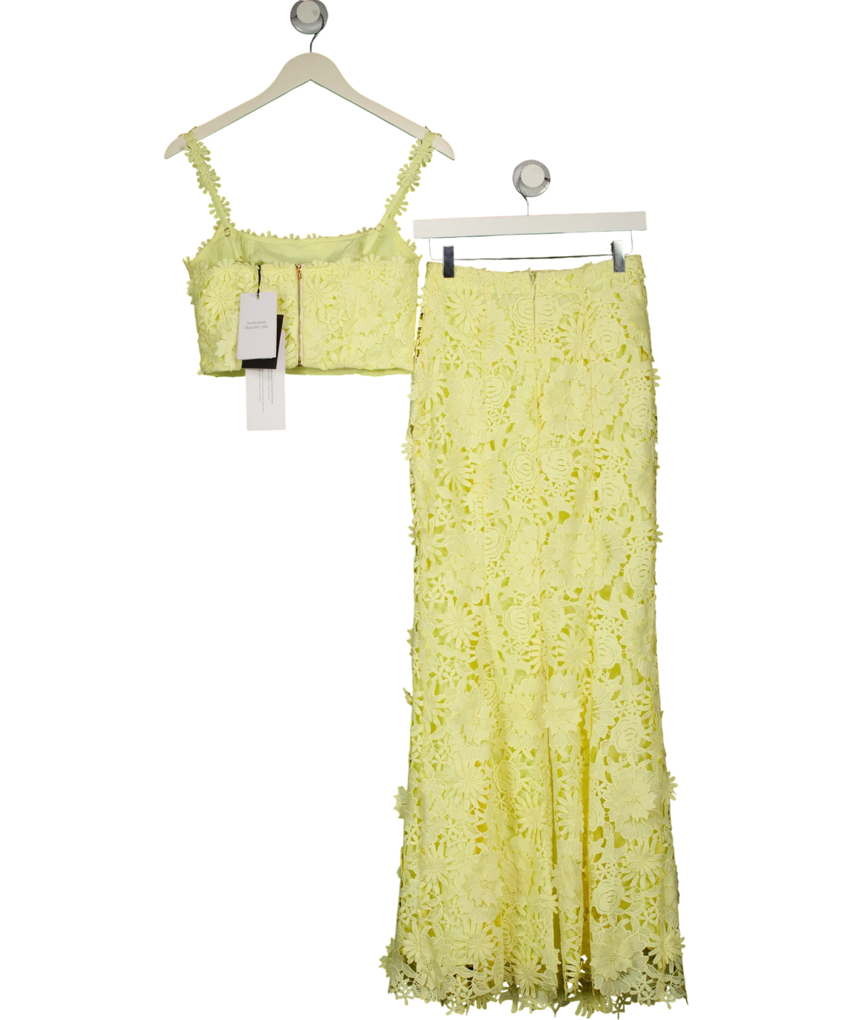 Club L Yellow Esmara Lemon Lace Maxi Skirt, size UK 8 — back