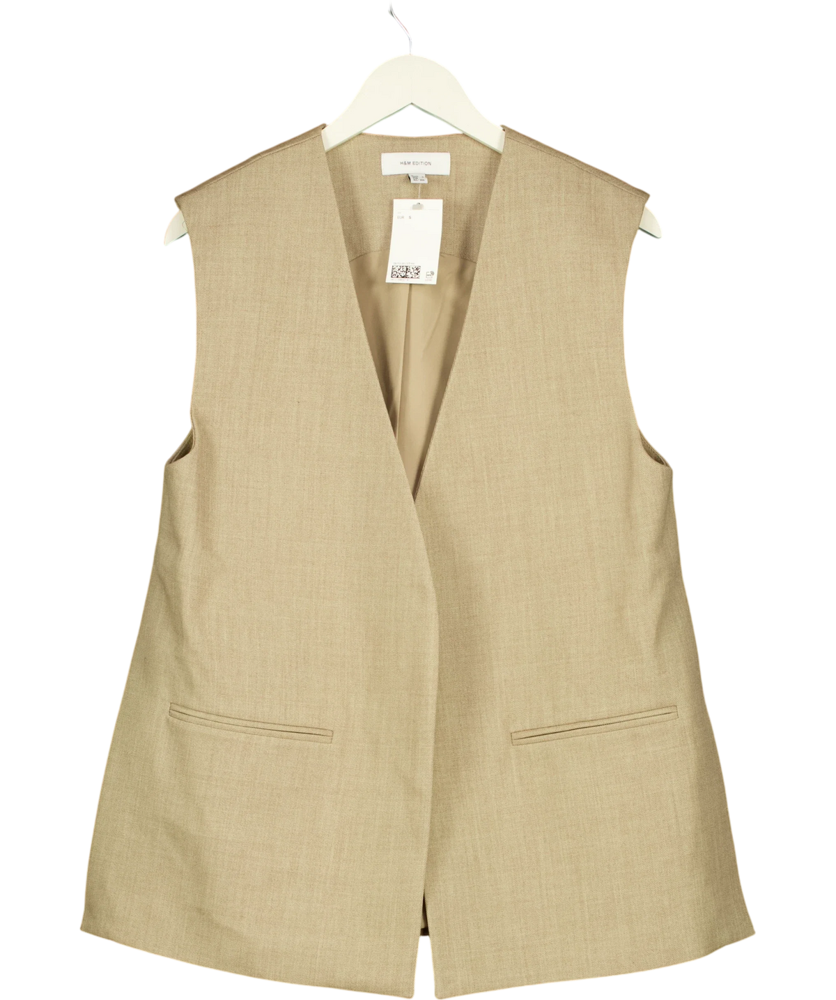 H&M Beige Beige Side-slit suit waistcoat, size UK S — front