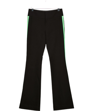 Alice + Olivia Black Trousers with Green Velvlet Side StripeUK 6