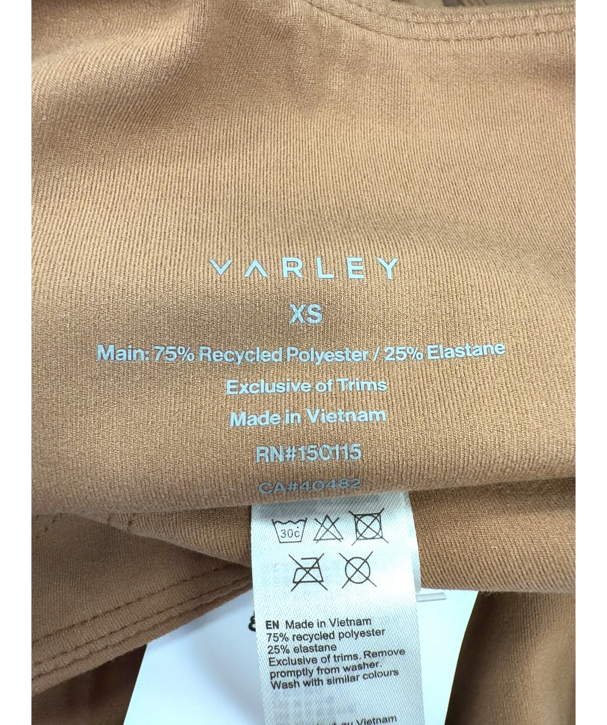 Varley Brown Colour, size UK XS — label