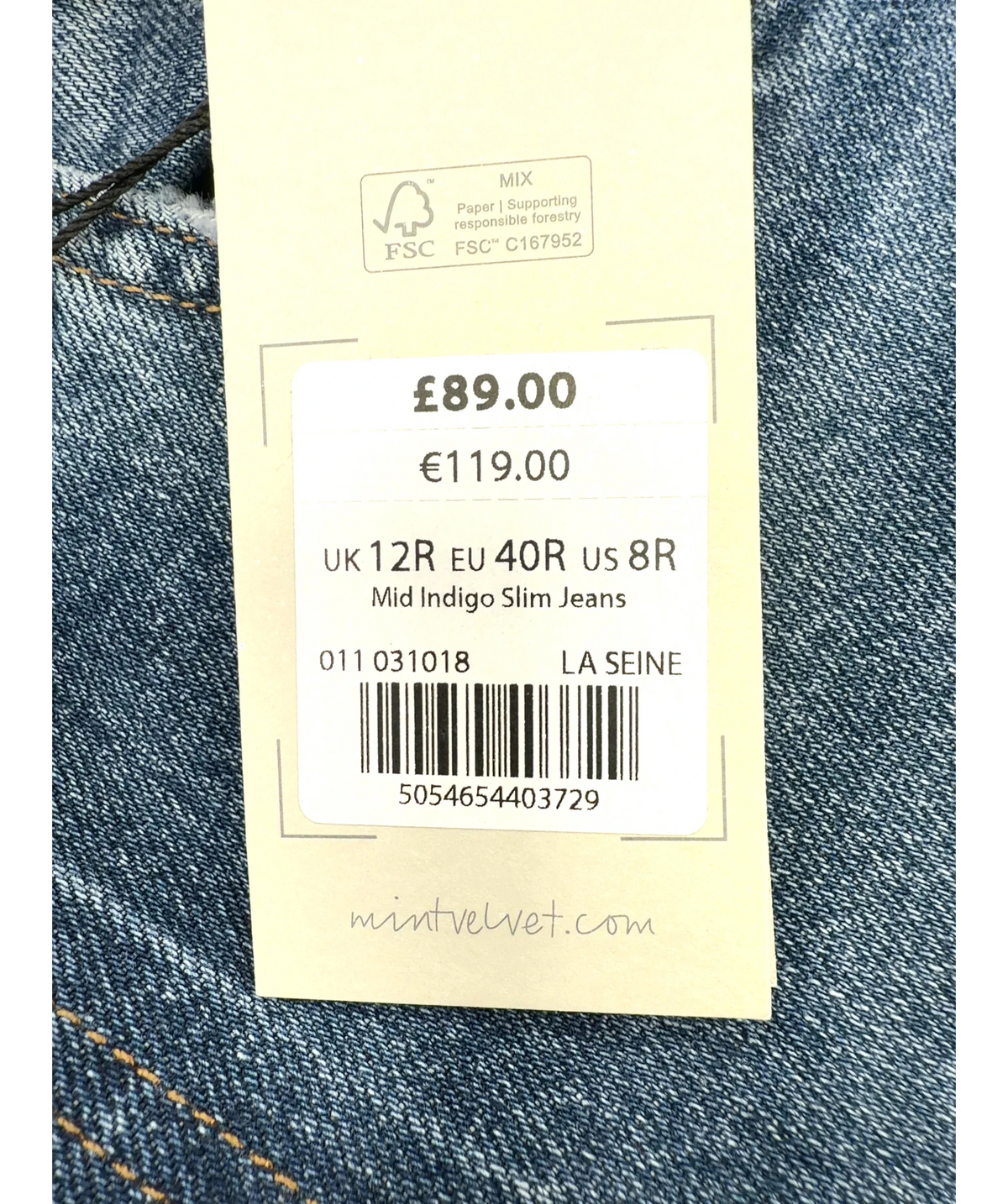 Mint Velvet Blue LA SEINE, size UK 12 — care label