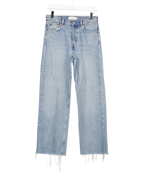 & OTHER STORIES light blue light blue straight-leg raw-hem denim jeans, size W27 — front