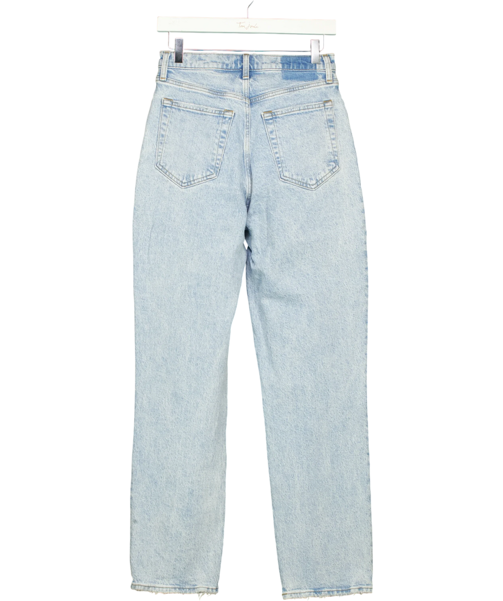ABERCROMBIE & FITCH light blue Ultra High Rise Curve Love '90s Straight Crossover Jeans, size UK 8 — back