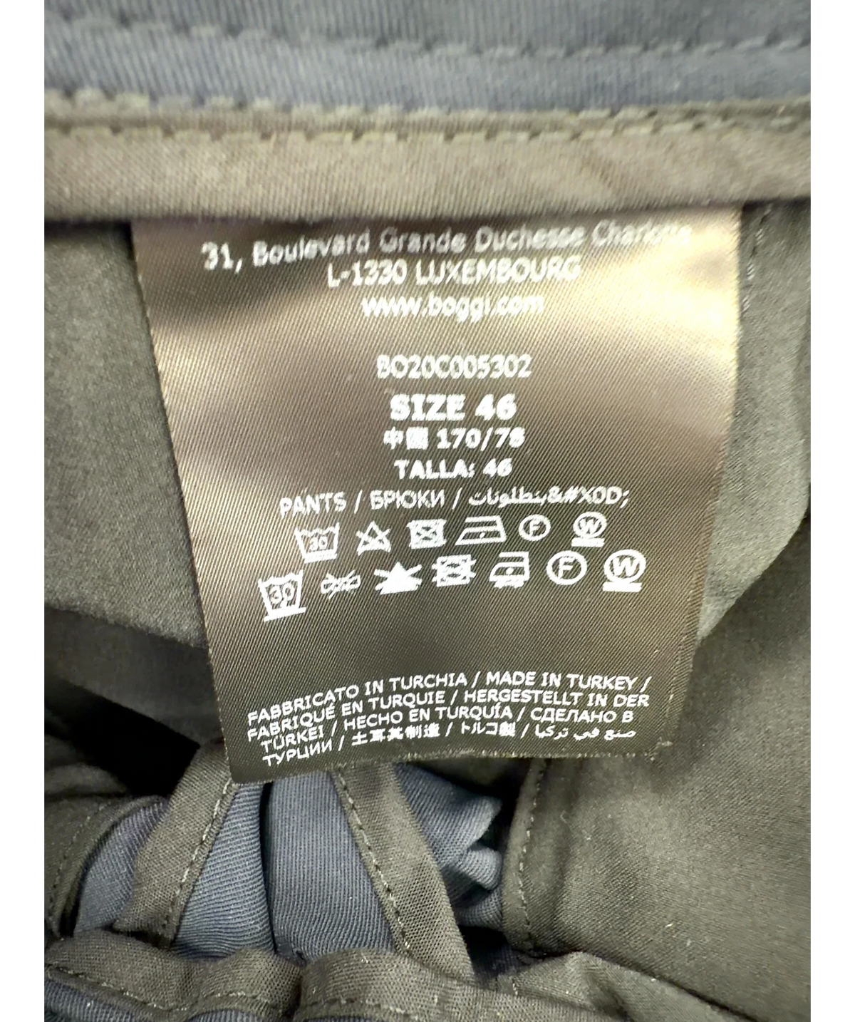 Boggi Blue Colour, size W31 — care label