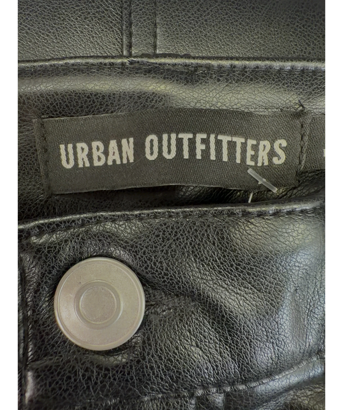 Urban Outfitters Black faux leather straight/wide pants, size UK XS — detail