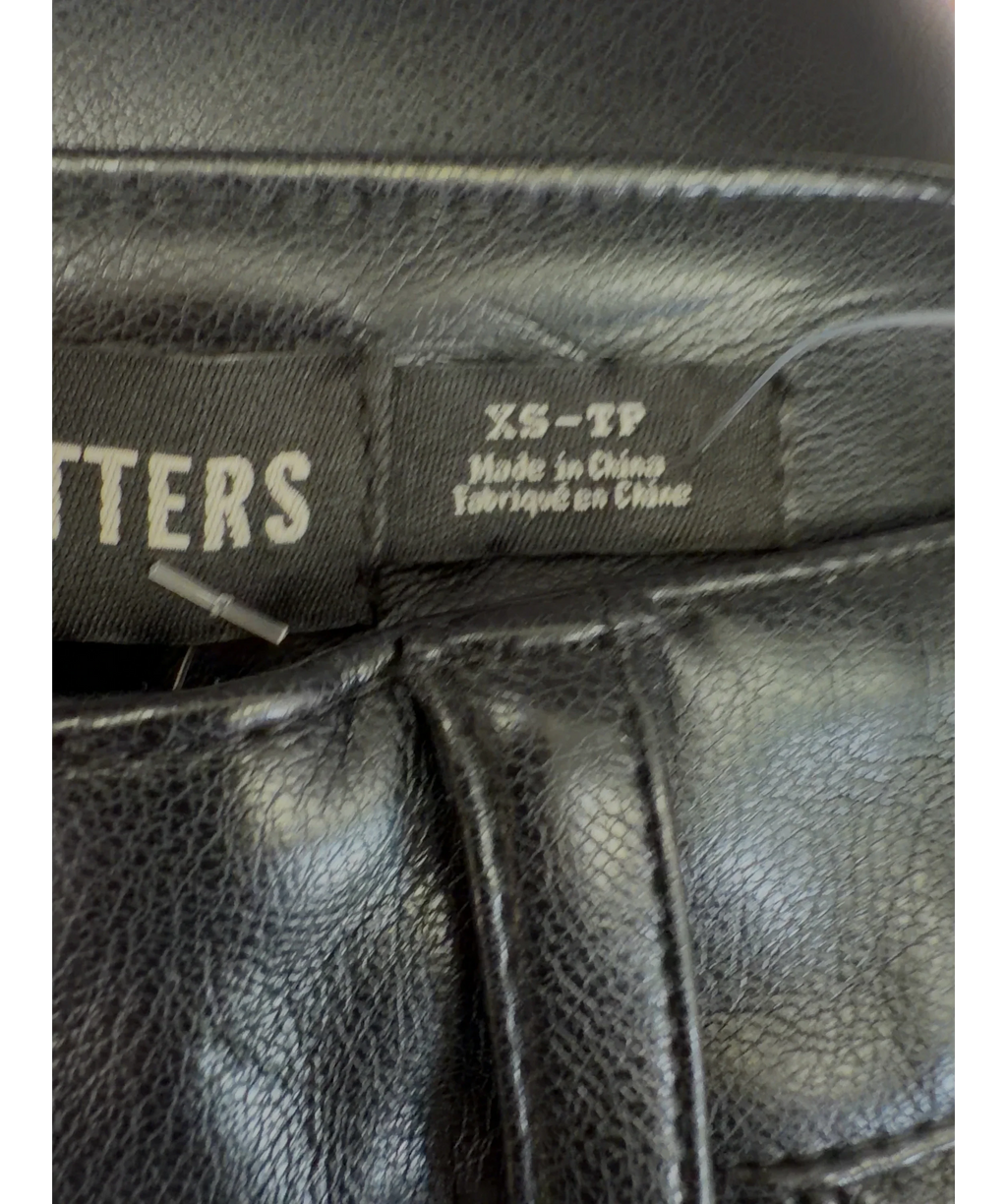 Urban Outfitters Black faux leather straight/wide pants, size UK XS — care label