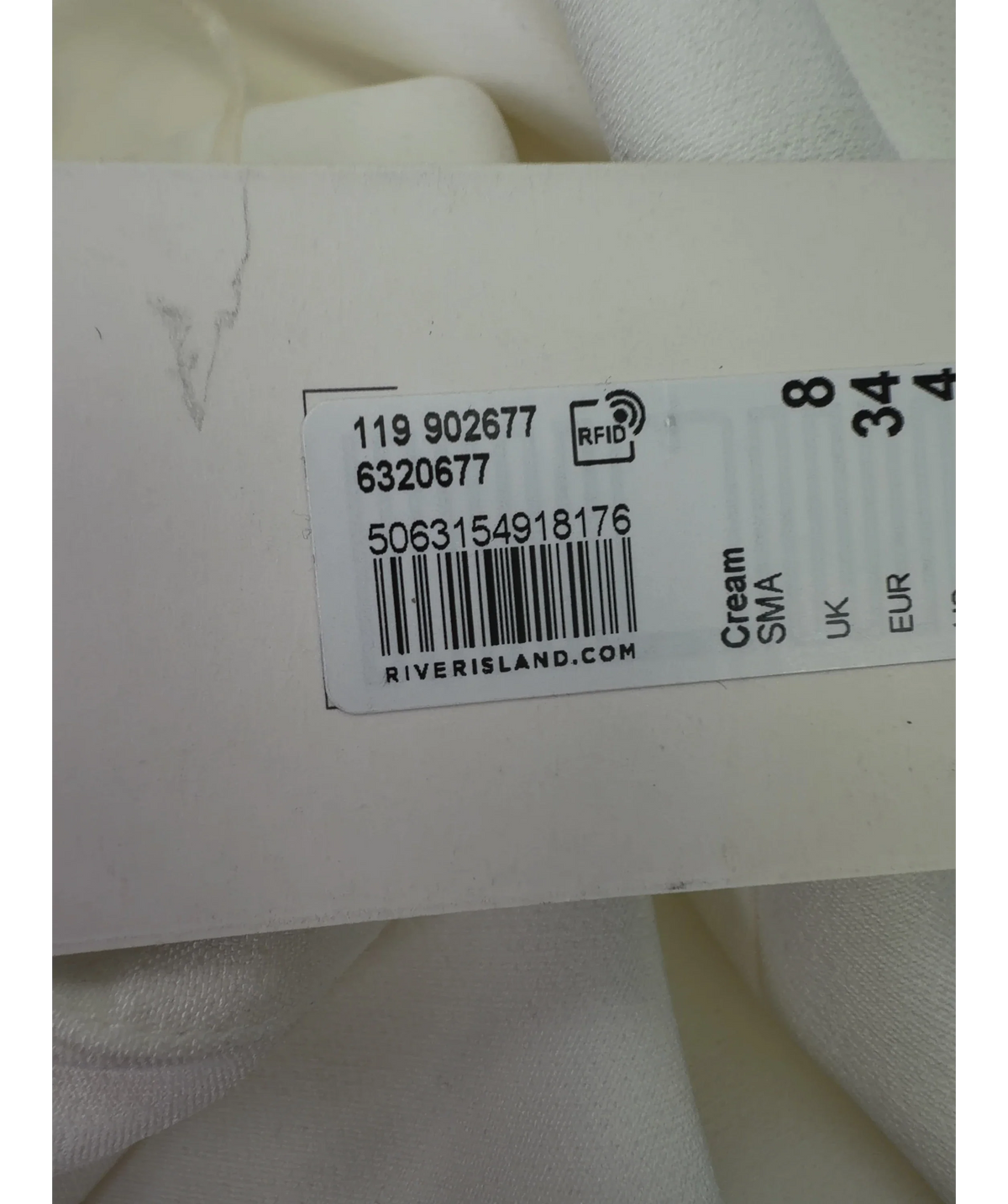 River Island Cream straight maxi skirt, size UK 8 — label