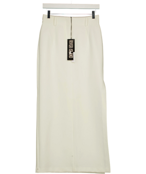 River Island Straight Maxi Skirt Cream Side Slit UK 8