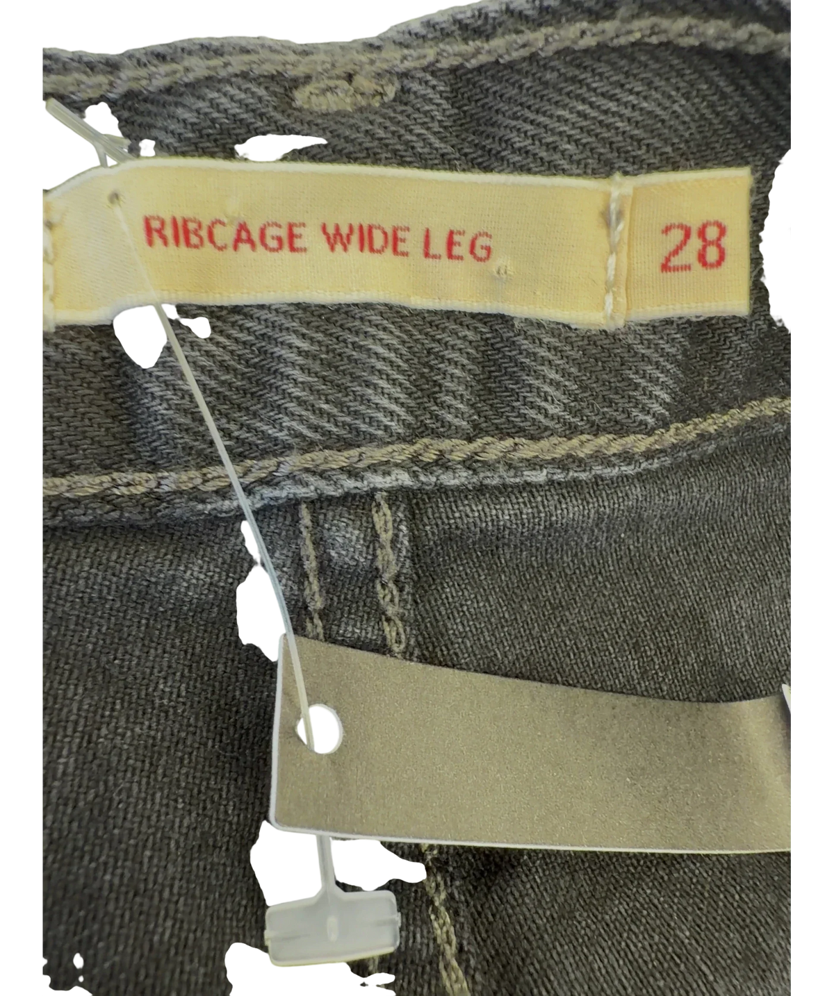 levis Black RIBCAGE WIDE LEG, size W28 — fabric detail