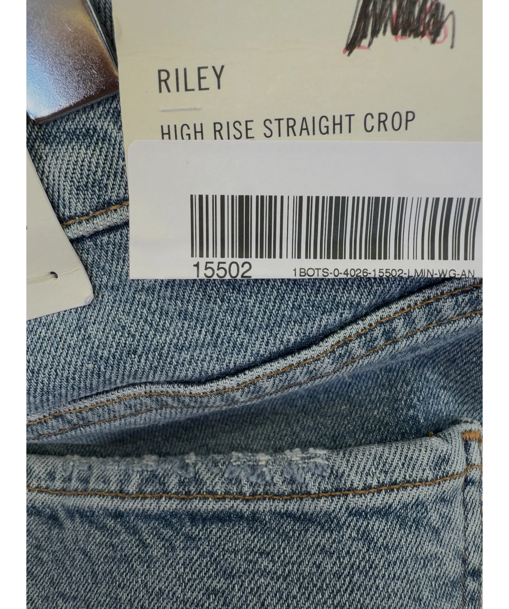 AGOLDE Blue Riley High Rise Straight Crop, size W31 — label