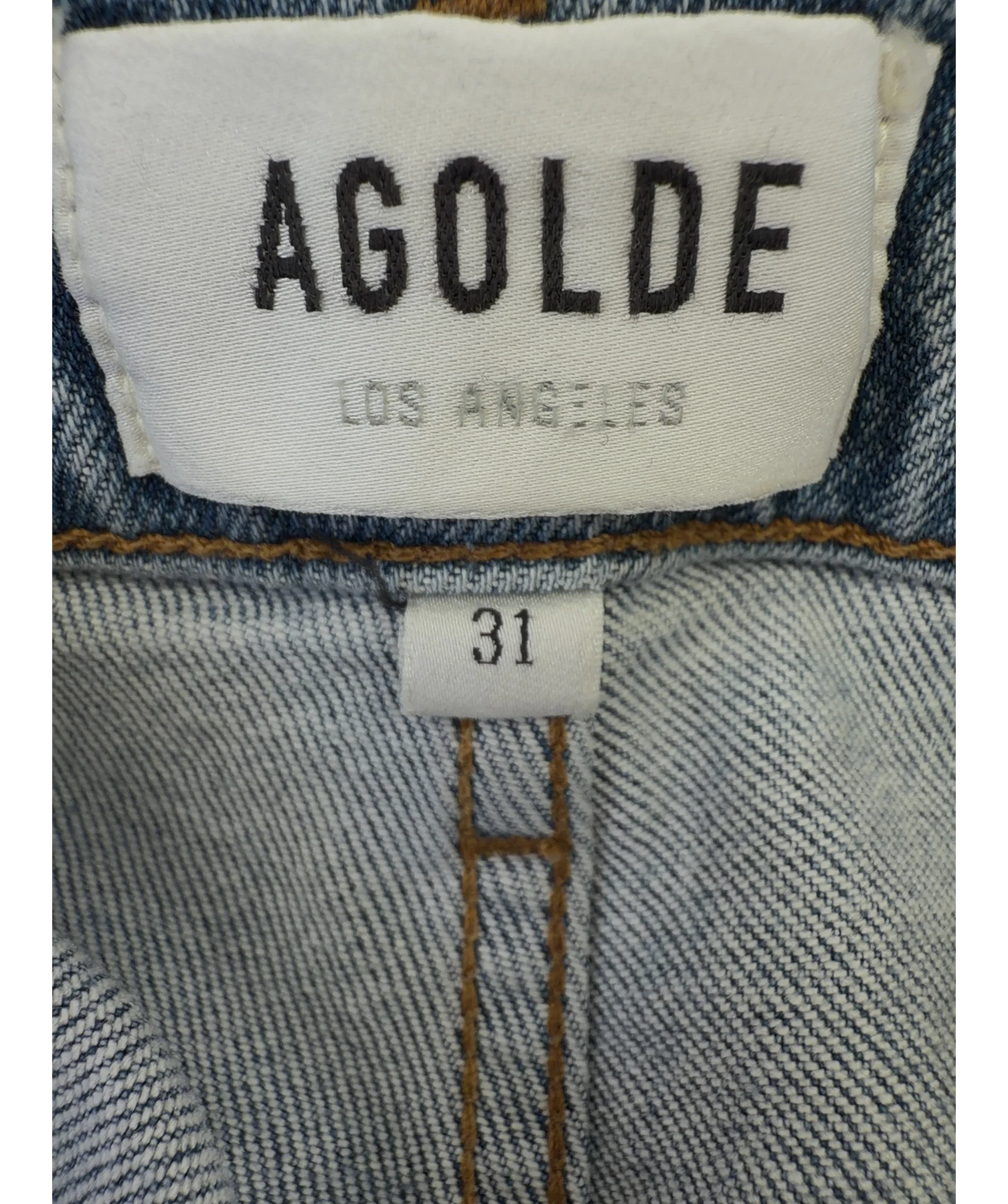 AGOLDE Blue Riley High Rise Straight Crop, size W31 — care label