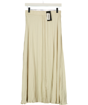 New Look Cream Pleated Midi Skirt UK 8