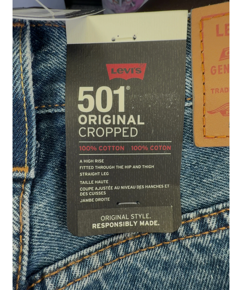 levis Blue 501 Crop Jeans, size W25 — label