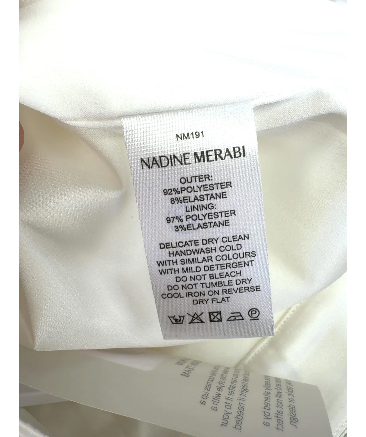 NADINE MERABI Cream Charlotte, size UK 8 — label