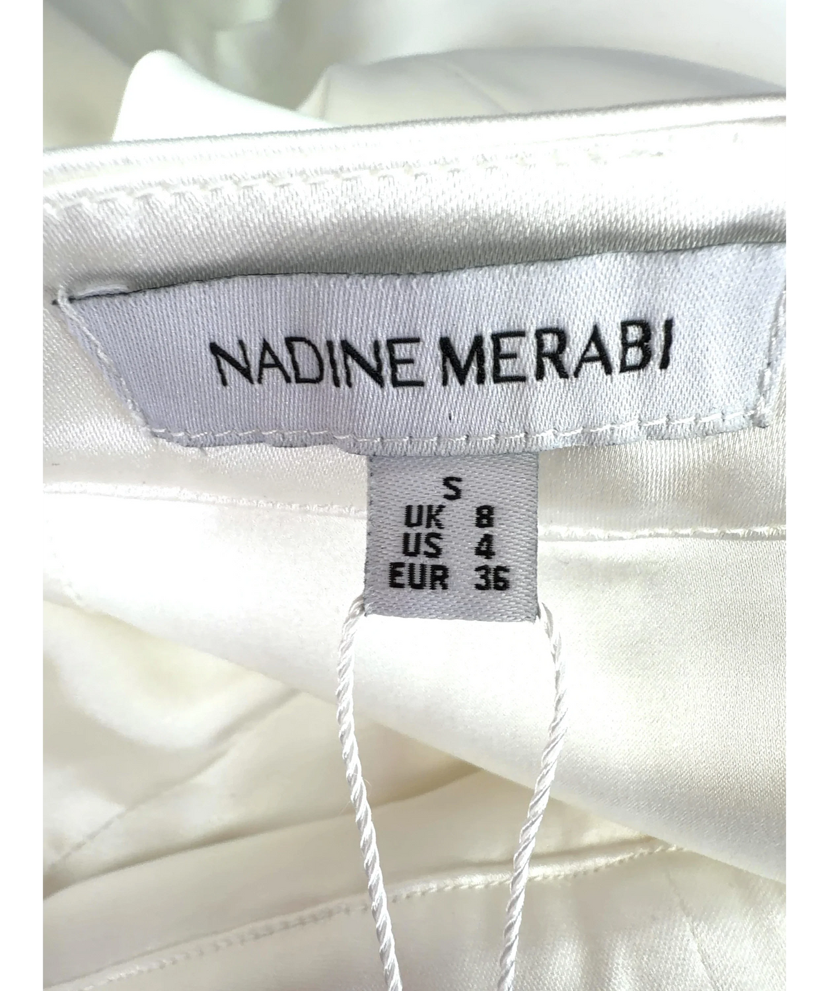 NADINE MERABI Cream Charlotte, size UK 8 — care label