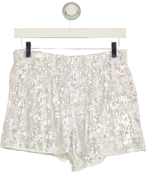 Alice + Olivia Metallic And White Sequin Shorts UK S/M