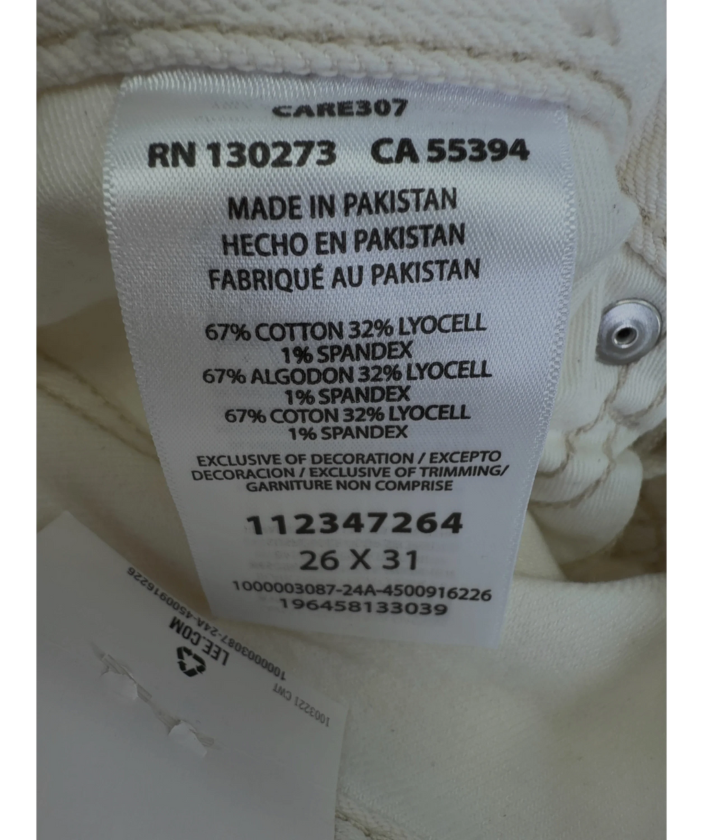 Lee cream Mid Rise Rider Slim Straight, size W26 — label