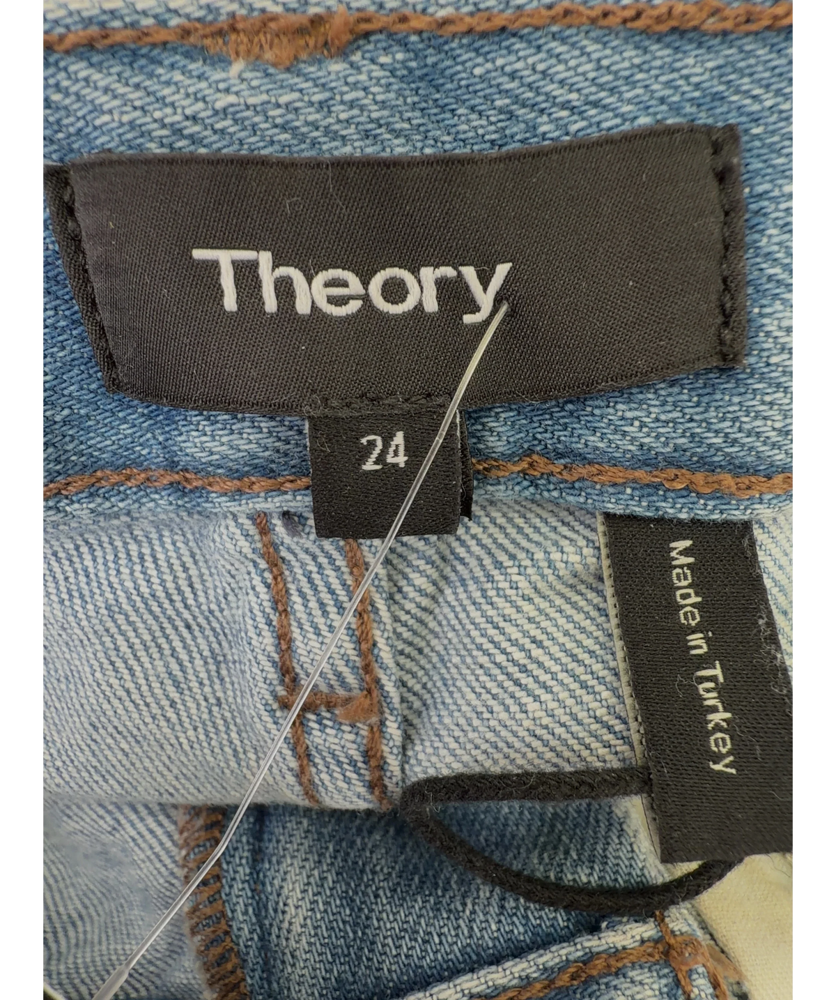 Theory Blue Wide Crop Jean, size W24 — care label
