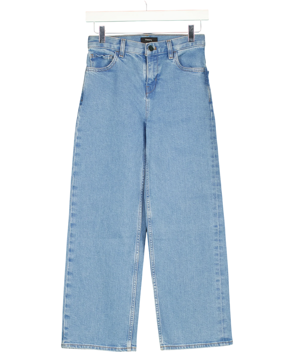 Theory Blue Wide Crop Jean, size W24 — front