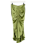 Club L Green Per Favore Ruched Satin Slip Maxi Skirt, size UK 8 — front