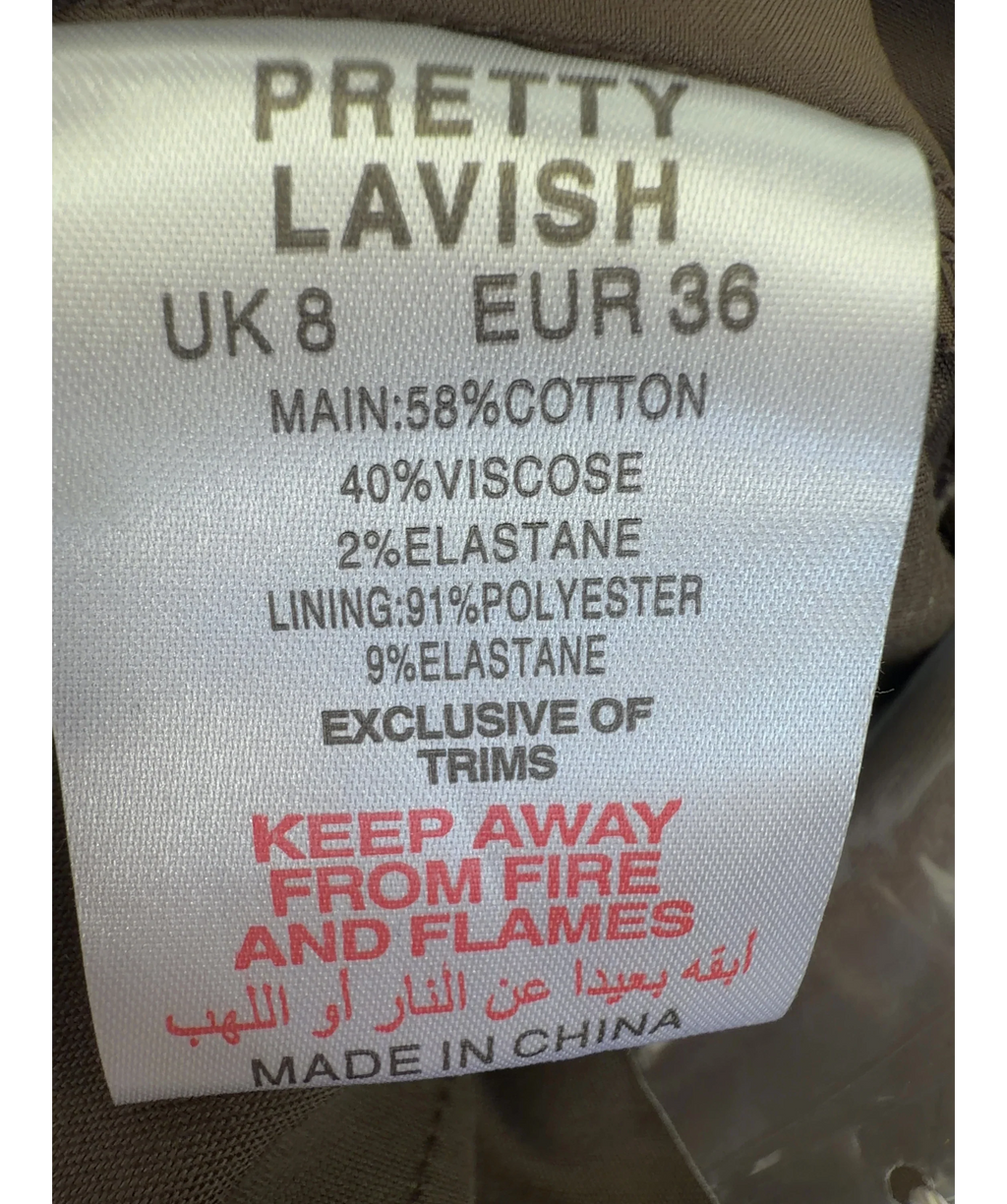 PRETTY LAVISH Brown EDDIE TURN UP TROUSER, size UK 8 — label